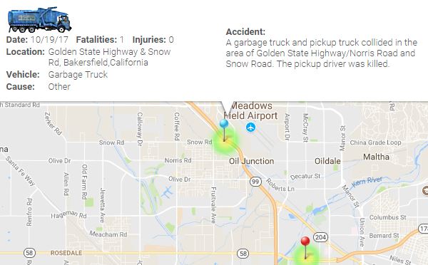 Bakersfield Truck Collision Map