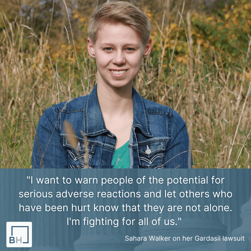 Sahara Walker, Gardasil plaintiff