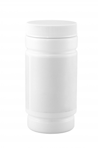 Closed white medicine bottle