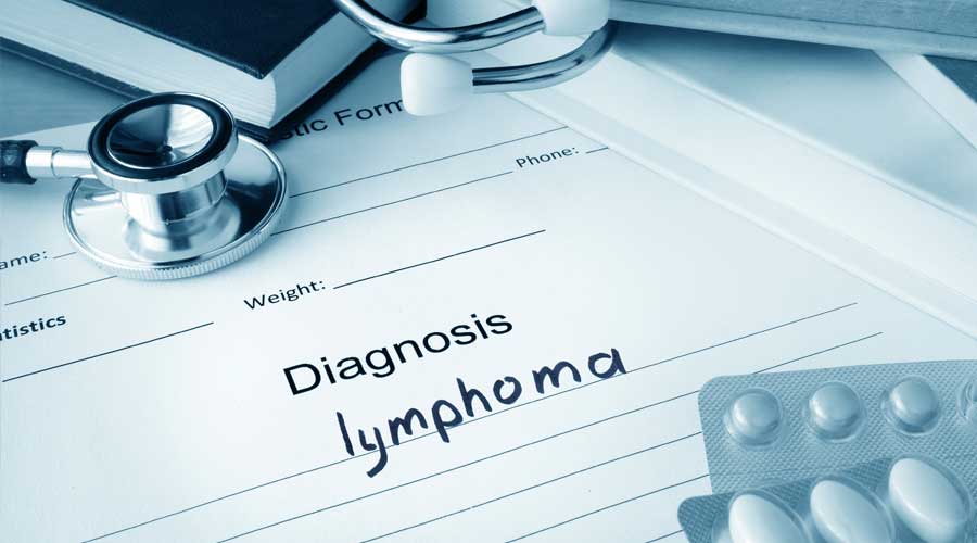 medical form with "lymphoma" written under diagnosis