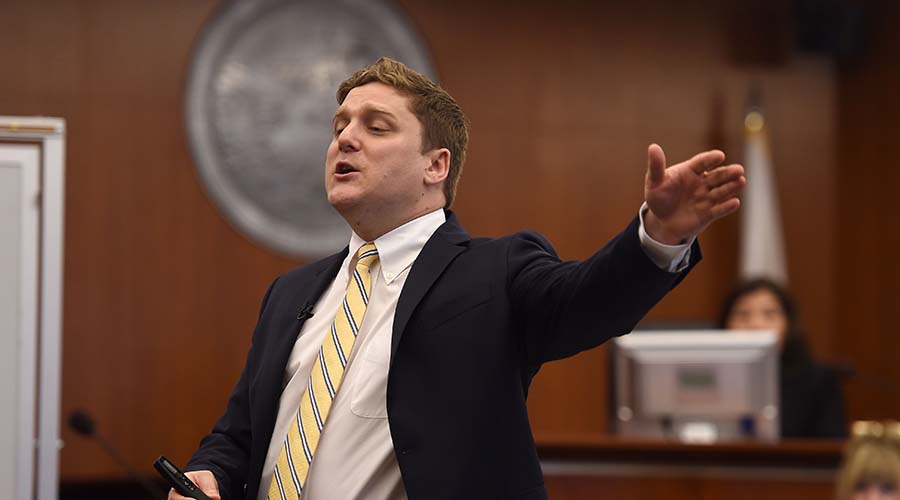 Plaintiff attorney Brent Wisner during his opening statement to the Johnson trial jury