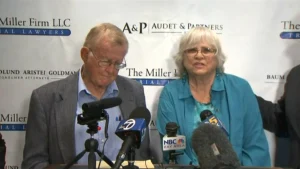 Two old people are being interviewed in a media.